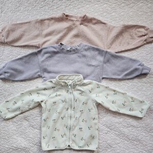 H&M Bundle Sweatshirts 3/4 T 3 4 Toddler Girl Pink Purple Fleece